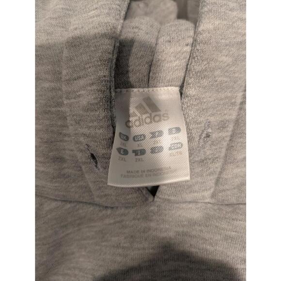 Adidas Gray Pullover Hoodie Sweatshirt Kangaroo Pocket Mens XXL Center Logo - Picture 4 of 6